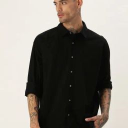 Bene Kleed Black Cotton Oversized Shirt-image-12