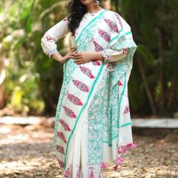 Chidiyaa Multi Color Pure Cotton Printed Saree-4