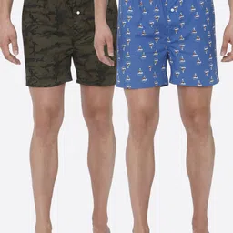 URBAN SCOTTISH Men Pack of 2 Multicoloured Printed  Pure Cotton Boxers USBX1908-38