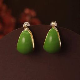 Aatmana Green & Gold-Plated Contemporary Hoop Earrings-image-11