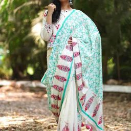 Chidiyaa Multi Color Pure Cotton Printed Saree image 5