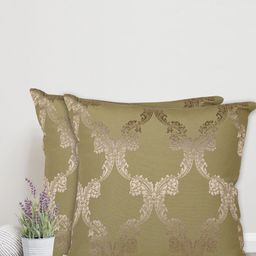 Home Olive Green & Gold-Toned Set of 2 Ethnic Motifs Square Cushion Covers-image-69