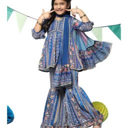 Biba Girls Blue Cotton Printed Jumpsuit-image-71