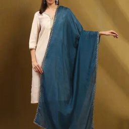 Biba Peacock Blue Solid Dupatta-picture-41