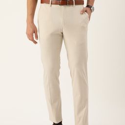 Peter England Men Beige Solid Neo Slim Fit Trousers-image-26