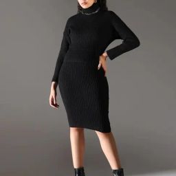 Showoff Black Acrylic Regular FitDress-image-126