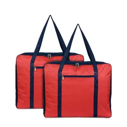 Kuber Industries Set of 2 Blue & Red Solid Foldable Underbed Storage Organisers-75