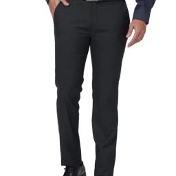 Raymond Grey Slim Fit Checks Trousers-image-66