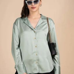 Lounge Dreams Green Regular Fit Shirt-image-88