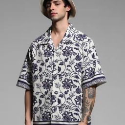 Jack & Jones Blue Cotton Loose fit Print Shirts-image-42