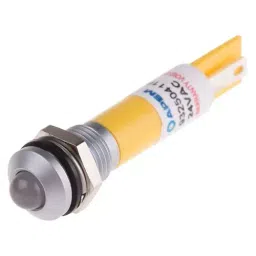 RS PRO Yellow Panel Mount Indicator, Mounting Hole Size 8 mm, Termination Type Solder Tab, IP Rating IP67, Model No 204956-4
