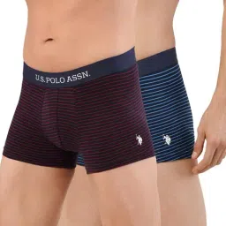 U.S. Polo Assn. Red & Blue Cotton Regular Fit Striped Trunks - Pack Of 2-picture-23