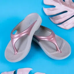 Doubleu Women's Rose Gold Flip Flops-picture-39
