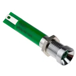 RS PRO Green Panel Mount Indicator 24V AC, Mounting Hole Size 8 mm, Termination Type Solder Tab, Model No 206974-46