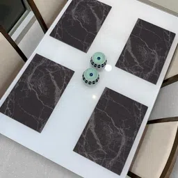 HOKIPO Set Of 4 Black & White Printed Heat Resistant Table Placemats-4