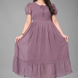 KRISHTI CREATION Print Puff Sleeve Georgette Fit & Flare Maxi Dress-picture-12