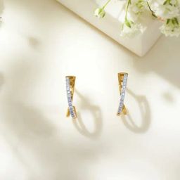 P.N.Gadgil Jewellers 14KT Yellow Gold and Diamond Hoop Earring for Women-picture-28