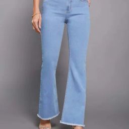 Miss Chase Light Blue Bootcut High Rise Clean Look Regular Stretchable Denim Jeans-picture-20