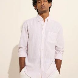 WES Casuals by Westside Light Pink Relaxed-Fit Cotton-Blend Shirt-image-92