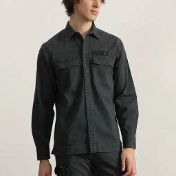 Iconic Grey Cotton Regular Fit Shirt-picture-7