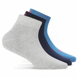 Puma AZURE BLUE-Cool Mid Grey-Navy Cotton Solid Large Socks - Pack of 3-14