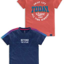 Codez Kids Navy & Coral Printed T-Shirt (Pack Of 2)-picture-21