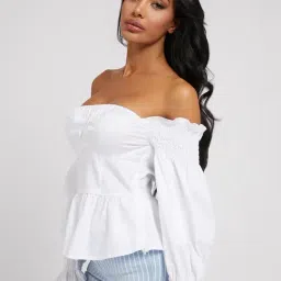 Guess White Solid Full Sleeves Tops-image-35