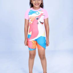 Kiddopanti Girls Pink Regular Printed Swimsuit-image-41