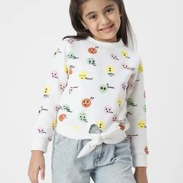 Nauti Nati Girls White Cotton Printed Regular Fit Sweatshirt-picture-27