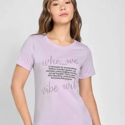 Honey By Pantaloons Pastel Lilac Cotton Regular Fit Printed T-Shirt-picture-3