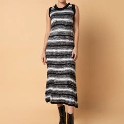 showoffff SHOWOFF Black & White Stripes Midi Dress-picture-14