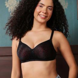 Clovia Black Regular Fit Self Pattern Bra-image-19