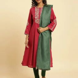 W Green Woven Pattern Dupatta-21