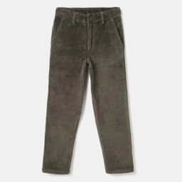 Blue Giraffe Boys Olive Cotton Solid Trouser-picture-30