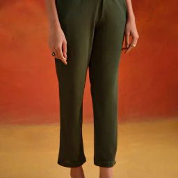 Jaipur Kurti Olive Green Solid Woolen Pants-image-47