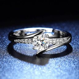 Designs & You Silver-Plated Crystal Studded Adjustable Finger Ring-image-86