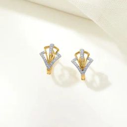P.N.Gadgil Jewellers 14KT BSI Hallmarked Yellow Gold Prism Edge Huggie Earring for Women-image-9