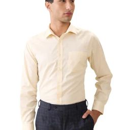 Park Avenue Yellow Regular Fit Self Design Formal Shirt-picture-5