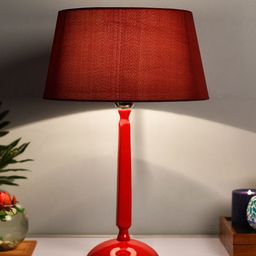 Homesake Red Solid Handcrafted Table Lamp with Shade-9
