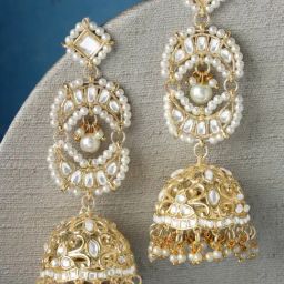 Karatcart Gold-Plated Kundan Jhumki Earrings for Women-30