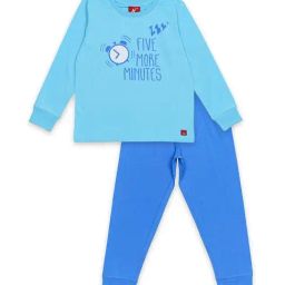 H by Hamleys Kids Blue Cotton Printed Full Sleeves T-Shirt Set-image-43