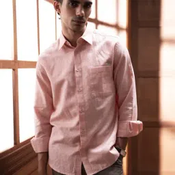 Andamen Pink Cotton Solid Regular Fit Shirt-picture-33