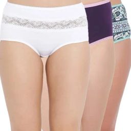 Clovia White & Blue Cotton Printed Hipster Panties - Pack Of 3-image-45