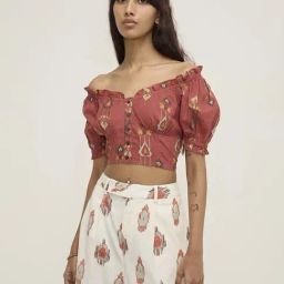 Bombay Paisley by Westside Rust Ikat Printed Cotton Top-17