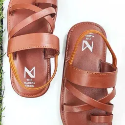 Madras Trunk Kids Brown Toe Ring Sandals-image-38