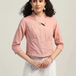 Lela Pink Cotton Printed Jacket-image-23