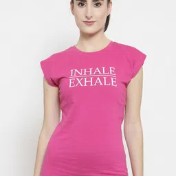Invincible Women Magenta Printed Round Neck T-shirt-image-89