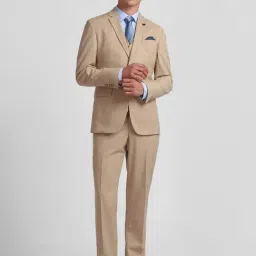 Allen Solly Khaki Slim Fit Three Piece Suit-image-49