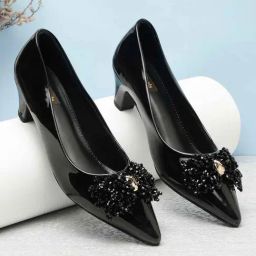 Flat N Heels Women's Black Casual Pumps-image-34