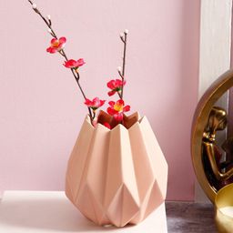 TAYHAA Peach-Coloured Hand-Crafted Asymmetrical Flower Vase-7